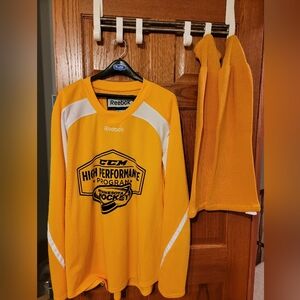 Reebok Gold Hockey Jersey with White Details with Matching Socks